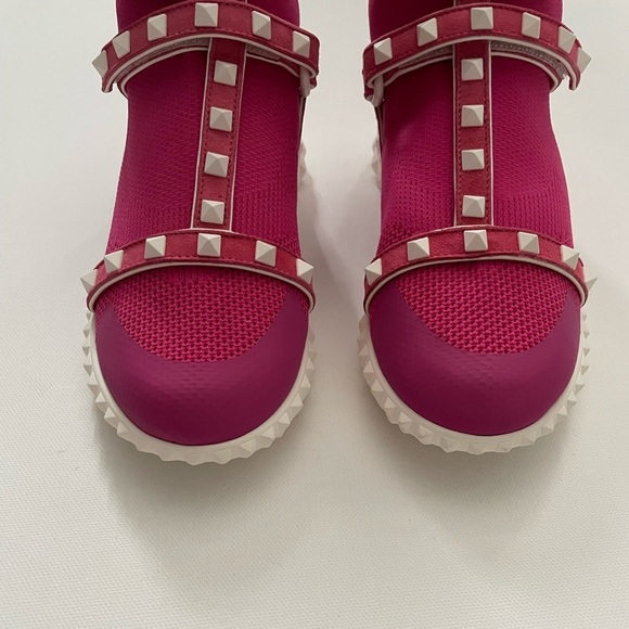 Valentino Pink Rockstud High top stretch gladiator sneakers 5 35 Barbie Preppy - Picture 6 of 16